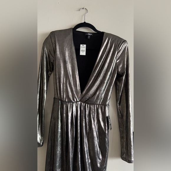 160. Express Gold Silver Metallic Maxi Dress - Picture 6 of 6